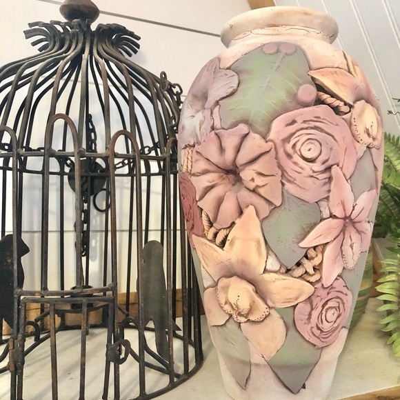 Alpine, Texas Artist John Davis Floral Vintage Tall Vase - Picture 7 of 15